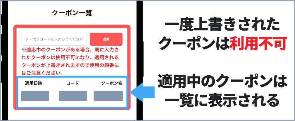 トレカライザス-一度上書きされたクーポンは利用不可