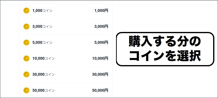 オリパスタジアム 購入する分のコインを選択