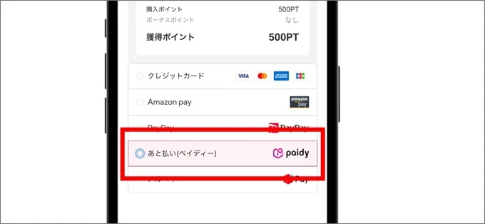 オンラインオリパでペイディを利用する手順① (1)