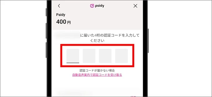オンラインオリパでペイディを利用する手順③