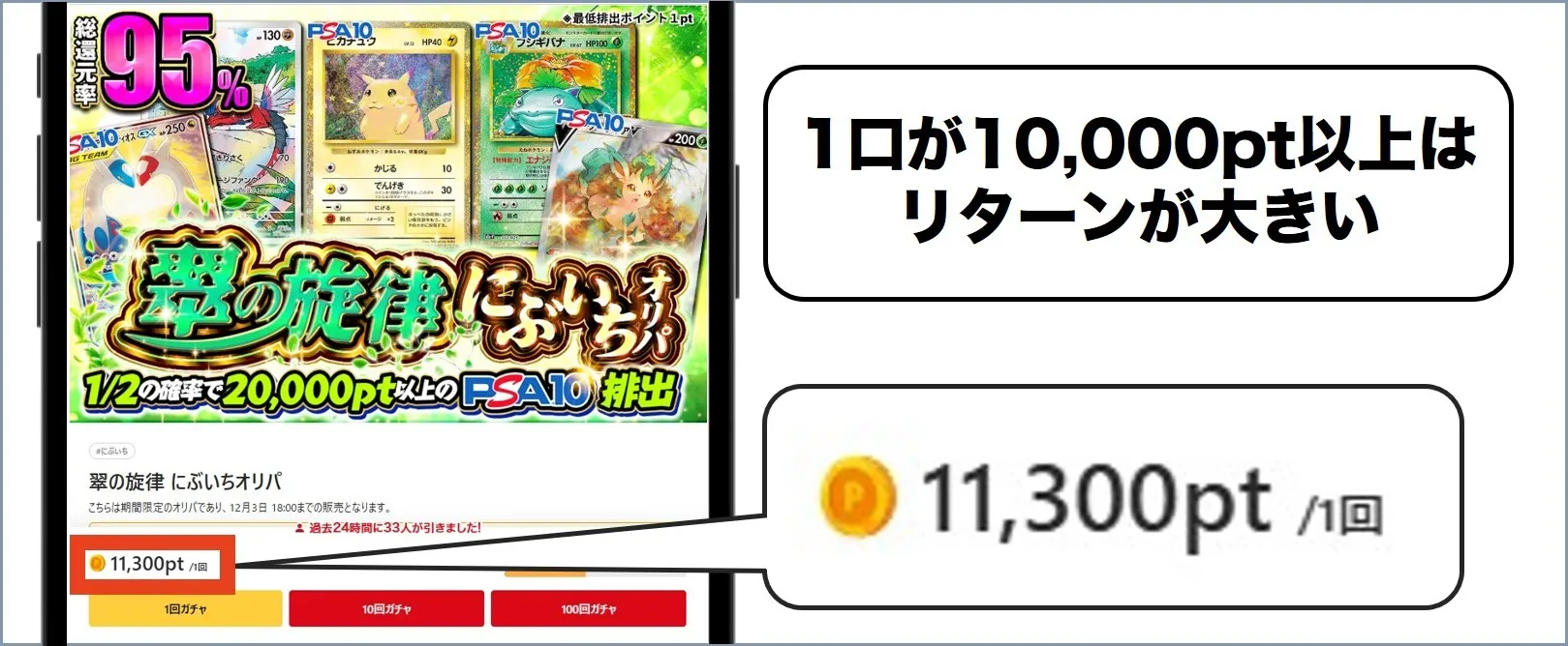 ポケットクロス 1口あたり10,000pt以上のオリパ