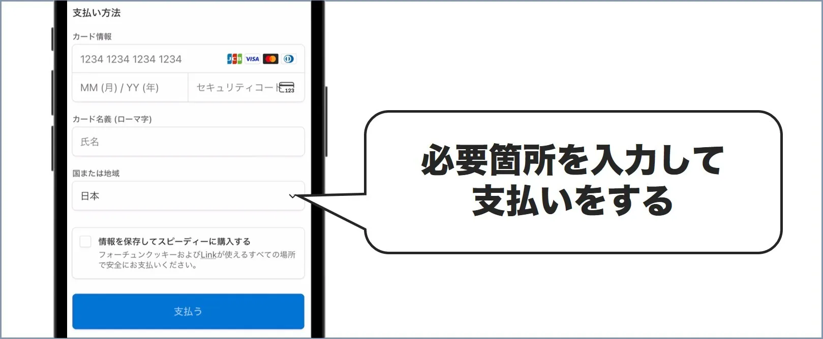 必要な情報を入力して支払い