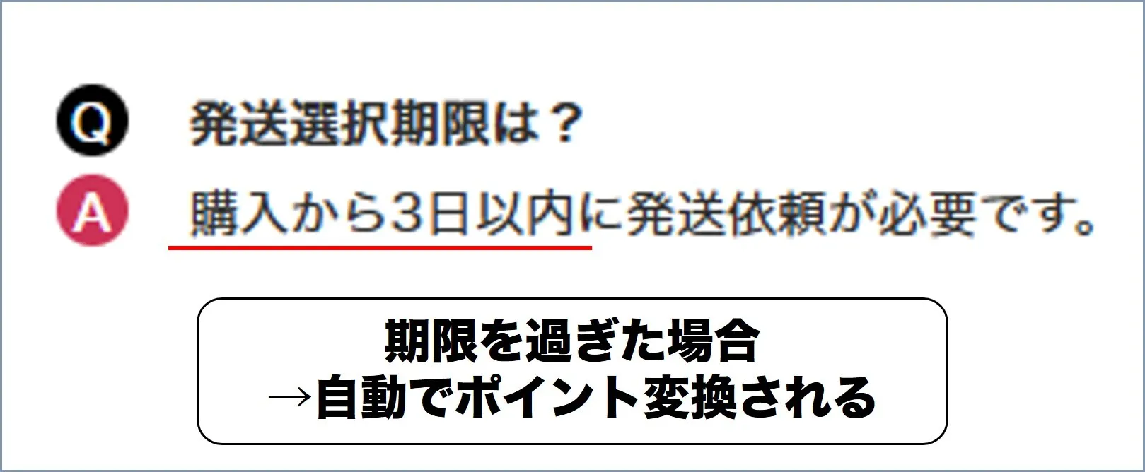 発送依頼できるのは3日以内