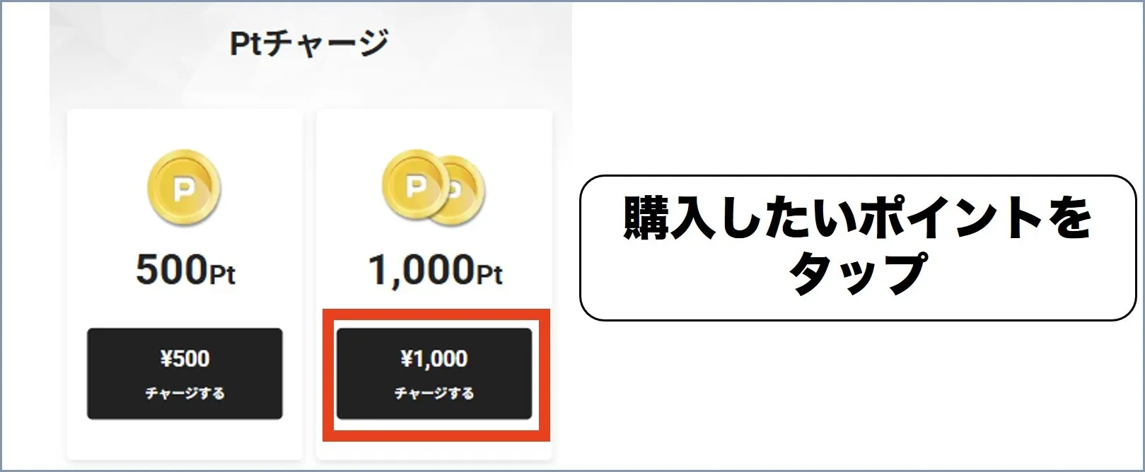 購入するポイントをタップ