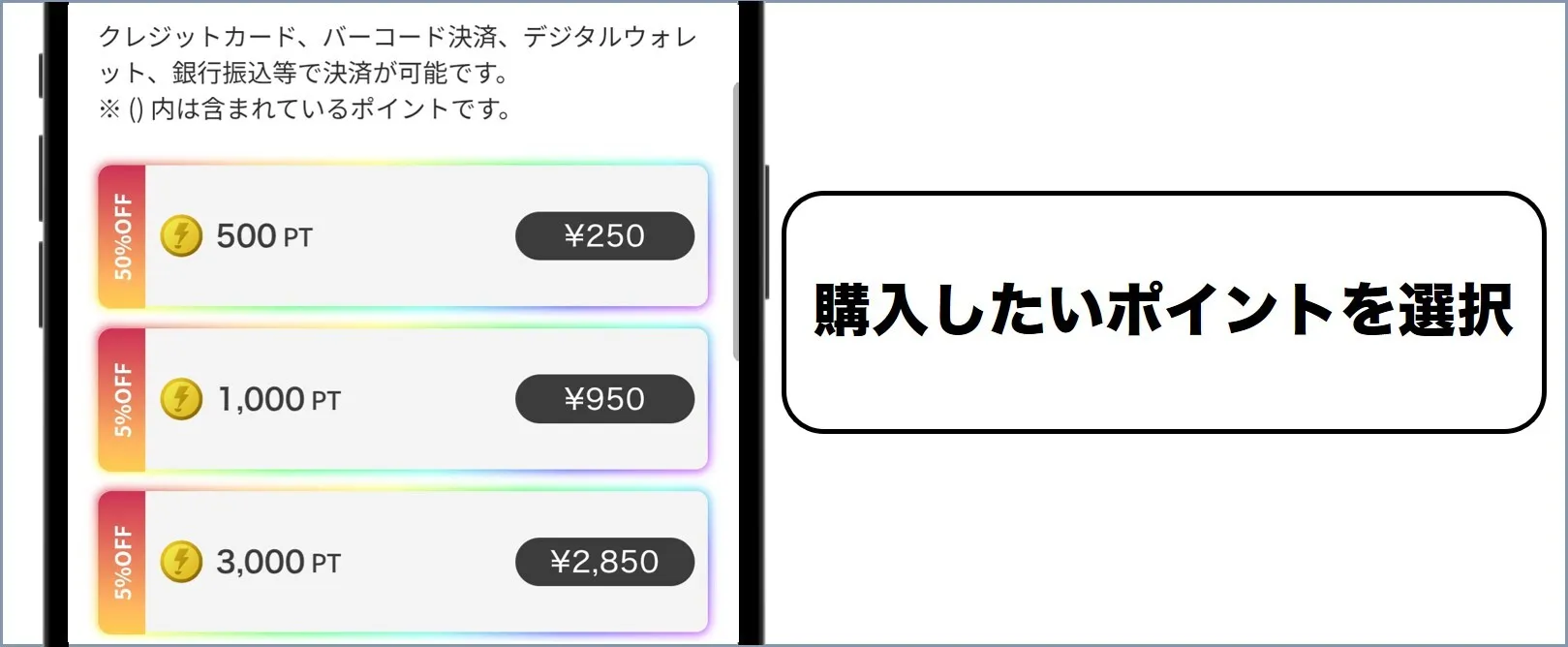 購入ポイントを選択