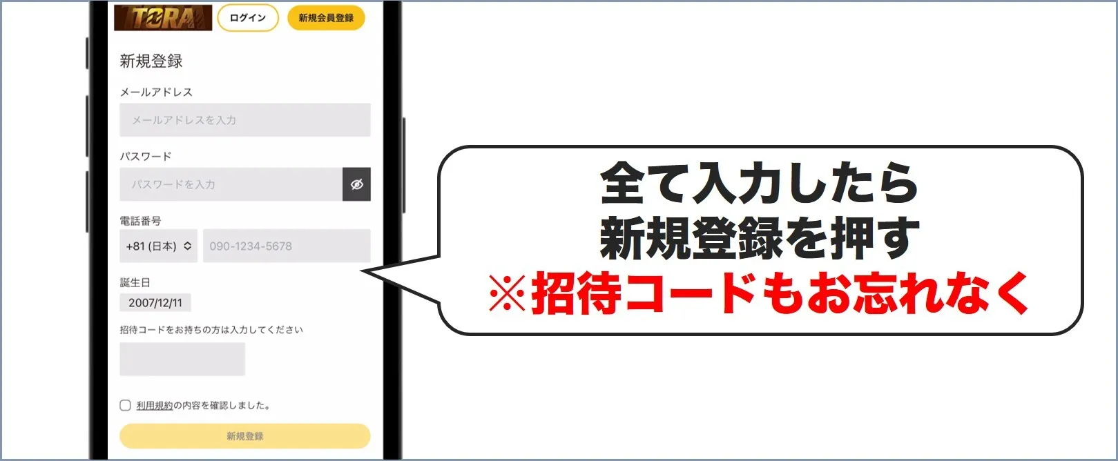 TORAオリパ登録手順2